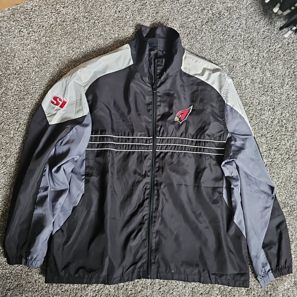 NFL Arizona Cardinals Size XL Black/White Full Zip Embroidered Windbreaker SI